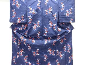 未使用品　花模様織り出し手織り紬着物